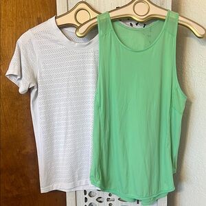 Lululemon Green and White Tops. In good condition. Great price!